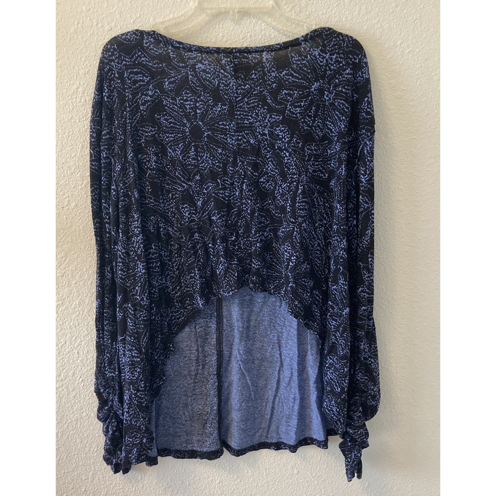 Free People Tunic Top Size Small Black & Blue Combo Loose Fit Crop Back Sahara - Picture 6 of 13